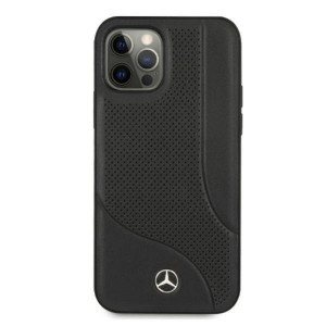Оригинален твърд гръб с естествена кожа MERCEDES Leather Perforated Area MEHCP12LCDOBK - iPhone 12 Pro Max черен - Img 3