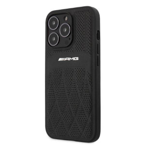 Оригинален твърд гръб AMG Leather Curved Lines AMHCP13LOSDBK - iPhone 13 Pro черен - Img 2
