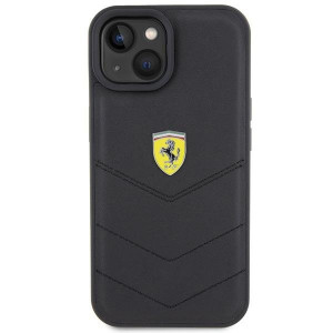 Оригинален твърд гръб FERRARI Quilted Metal Logo - iPhone 15 черен - Img 3