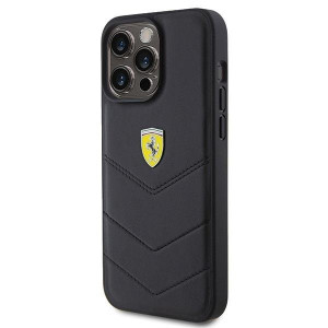 Оригинален твърд гръб FERRARI Quilted Metal Logo - iPhone 15 Pro Max черен - Img 2
