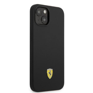 Оригинален твърд гръб FERRARI Silicone Metal Logo MagSafe FEHMSIP14SBK - iPhone 14 черен - Img 4