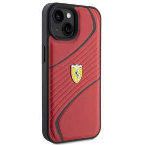 Оригинален твърд гръб FERRARI Twist Metal Logo - iPhone 15 червен - Img 4
