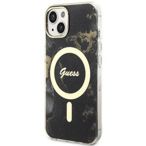 Оригинален твърд гръб GUESS Golden Marble MagSafe GUHMP14MHTMRSK - iPhone 14 Plus черен - Img 2