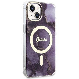 Оригинален твърд гръб GUESS Golden Marble MagSafe GUHMP14SHTMRSU - iPhone 14 лилав - Img 4