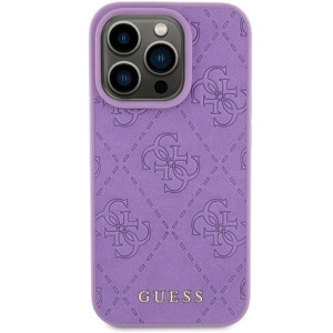 Оригинален твърд гръб GUESS Leather 4G Stamped - iPhone 15 Pro лилав - Img 3