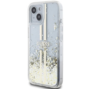 Оригинален твърд гръб GUESS Liquid Glitter Gold Stripes - iPhone 15 Plus / 14 Plus прозрачен - Img 2