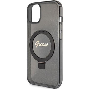 Оригинален твърд гръб GUESS Ring Stand Script Glitter MagSafe - iPhone 13 / 14 / 15 черен - Img 6