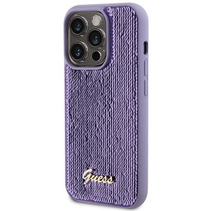 Оригинален твърд гръб GUESS Sequin Script Metal - iPhone 15 Pro лилав - Img 2