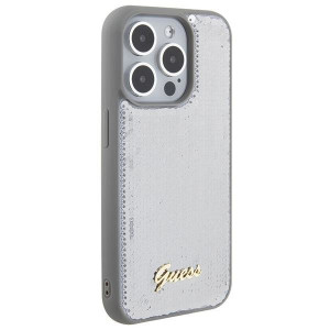 Оригинален твърд гръб GUESS Sequin Script Metal - iPhone 15 Pro сребрист - Img 4
