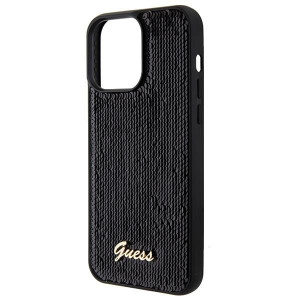 Оригинален твърд гръб GUESS Sequin Script Metal - iPhone 15 Pro черен - Img 6