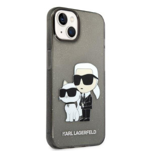 Оригинален твърд гръб KARL LAGERFELD Gliter Karl & Choupette KLHCP14SHNKCTGK - iPhone 14 черен - Img 4