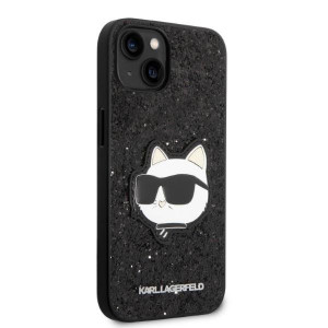 Оригинален твърд гръб KARL LAGERFELD Glitter Choupette Patch KLHCP14MG2CPK - iPhone 14 Plus черен - Img 4