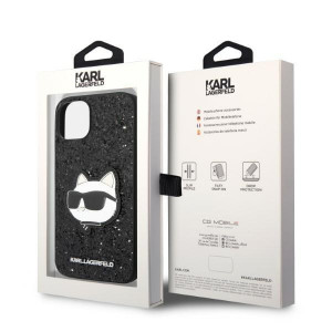 Оригинален твърд гръб KARL LAGERFELD Glitter Choupette Patch KLHCP14MG2CPK - iPhone 14 Plus черен - Img 8