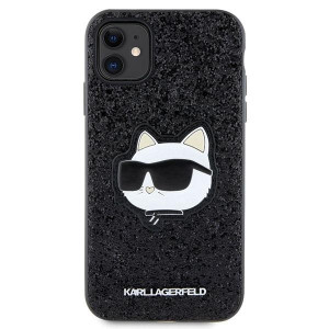 Оригинален твърд гръб KARL LAGERFELD Glitter Choupette Patch KLHCN61G2CPK - iPhone 11 черен - Img 3