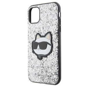 Оригинален твърд гръб KARL LAGERFELD Glitter Choupette Patch KLHCN61G2CPS - iPhone 11 сребрист - Img 6