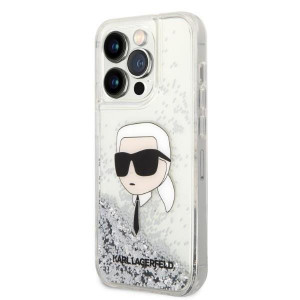 Оригинален твърд гръб KARL LAGERFELD Glitter Karl Head KLHCP14LLNKHCH - iPhone 14 Pro сребрист - Img 2
