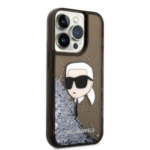 Оригинален твърд гръб KARL LAGERFELD Glitter Karl Head KLHCP14LLNKHCK - iPhone 14 Pro черен - Img 4