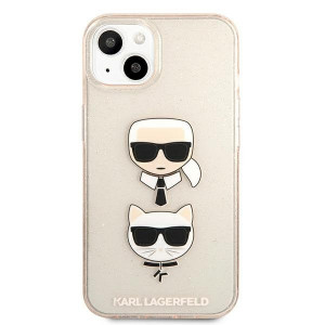 Оригинален твърд гръб KARL LAGERFELD Glitter Karl's & Choupette KLHCP13SKCTUGLGO - iPhone 13 mini златист - Img 3