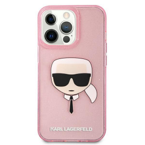 Оригинален твърд гръб KARL LAGERFELD Glitter Karl's Head KLHCP13XKHTUGLP - iPhone 13 Pro Max розов - Img 3