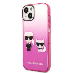 Оригинален твърд гръб KARL LAGERFELD Gradient Ikonik Karl & Choupette KLHCP14MTGKCP - iPhone 14 Plus розов - Img 2
