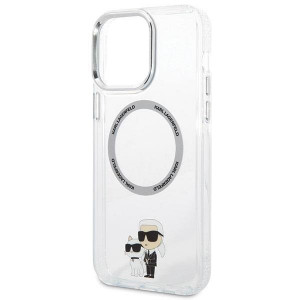 Оригинален твърд гръб KARL LAGERFELD Ikonik Karl & Choupette MagSafe KKLHMP13XHNKCIT - iPhone 13 Pro Max прозрачен - Img 6