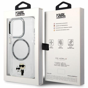 Оригинален твърд гръб KARL LAGERFELD Ikonik Karl & Choupette MagSafe KLHMP13LHNKCIT - iPhone 13 Pro прозрачен - Img 8