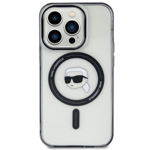 Оригинален твърд гръб KARL LAGERFELD IML Karl's Head MagSafe KLHMP15SHKHNOTK - iPhone 15 прозрачен