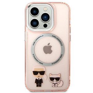 Оригинален твърд гръб KARL LAGERFELD Karl & Choupette Aluminum MagSafe KLHMP14XHKCP - iPhone 14 Pro Max розов - Img 3