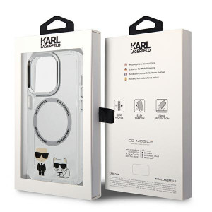 Оригинален твърд гръб KARL LAGERFELD Karl & Choupette Aluminum MagSafe KLHMP14XHKCT - iPhone 14 Pro Max прозрачен / прозрачен - Img 8
