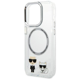 Оригинален твърд гръб KARL LAGERFELD Karl & Choupette Aluminum KLHMP14LHKCT MagSafe - iPhone 14 Pro прозрачен - Img 6