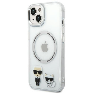 Оригинален твърд гръб KARL LAGERFELD Karl & Choupette Aluminum KLHMP14MHKCT MagSafe - iPhone 14 Plus прозрачен - Img 2