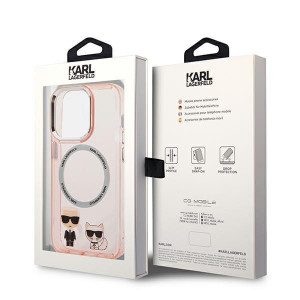 Оригинален твърд гръб KARL LAGERFELD Karl & Choupette Aluminum KLHMP14LHKCP MagSafe - iPhone 14 Pro розов - Img 8