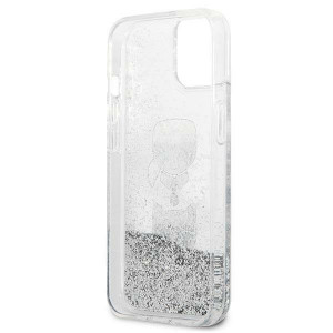 Оригинален твърд гръб KARL LAGERFELD Liquid Glitter Karl & Choupette Head KLHCP13SKICGLS - iPhone 13 mini сив - Img 7