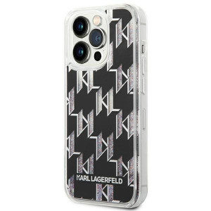 Оригинален твърд гръб KARL LAGERFELD Liquid Glitter Monogram KLHCP14LLMNMK - iPhone 14 Pro черен - Img 2