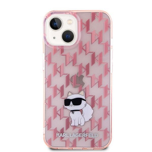 Оригинален твърд гръб KARL LAGERFELD Monogram Choupette - iPhone 15 розов - Img 3