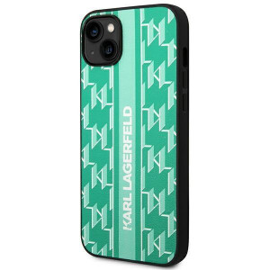 Оригинален твърд гръб KARL LAGERFELD Monogram Stripe KLHCP14MPGKLSKN - iPhone 14 Plus зелен - Img 2