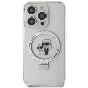 Оригинален твърд гръб KARL LAGERFELD Ring Stand Karl & Choupette MagSafe KLHMN61HMRSKCH - iPhone 11 бял