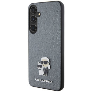 Оригинален твърд гръб KARL LAGERFELD Saffiano Karl & Choupette Metal Pin KLHCS24MPSAKCMPG - Samsung Galaxy S24+ S926 hardcase сив - Img 2