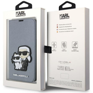 Оригинален твърд гръб KARL LAGERFELD Saffiano Karl & Choupette KLBKP14XSANKCPG - iPhone 14 Pro Max сребрист - Img 7