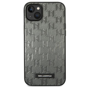 Оригинален твърд гръб KARL LAGERFELD Saffiano Mono Metal Logo KLHCP14SSAKLHPG - iPhone 14 сив - Img 3