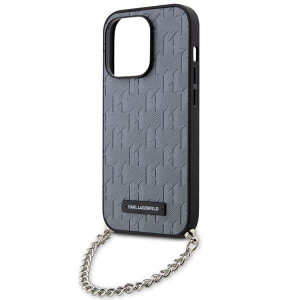 Оригинален твърд гръб KARL LAGERFELD Saffiano Monogram Chain KLHCP14XSACKLHPG - iPhone 14 Pro Max сребрист - Img 5