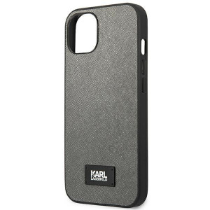 Оригинален твърд гръб KARL LAGERFELD Saffiano Plaque KLHCP13SSFMP2DG - iPhone 13 mini сребрист - Img 6