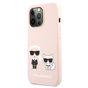 Оригинален твърд гръб KARL LAGERFELD Silicone Karl & Choupette KLHCP13LSSKCI - iPhone 13 Pro светлорозов - Img 2