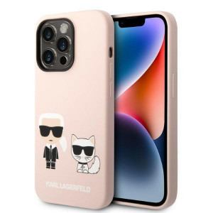 Оригинален твърд гръб KARL LAGERFELD Silicone Karl & Choupette KLHMP14XSSKCI - iPhone 14 Pro Max розов - Img 1