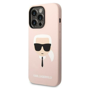 Оригинален твърд гръб KARL LAGERFELD Silicone Karl's Head MagSafe KLHMP14XSLKHLP - iPhone 14 Pro Max светлорозов - Img 2