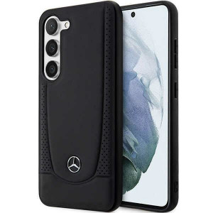 Оригинален твърд гръб MERCEDES Leather Urban MEHCS23SARMBK - Samsung Galaxy S23+ черен - Img 1