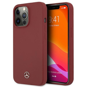 Оригинален твърд гръб MERCEDES Silicone MEHCP13LSILRE - iPhone 13 Pro червен - Img 1