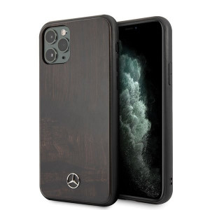 Оригинален твърд гръб MERCEDES Wood MEHCN58VWOBR - iPhone 11 Pro кафяв - Img 1