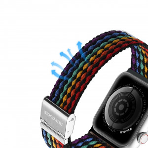 Плетена каишка DUX DUCIS Mixture II - Apple Watch 41mm Series 9 / 41mm Series 8 / 41mm Series 7 / 40mm Series 6 / 40mm SE / 40mm Series 5 / 40mm Series 4 / 38mm Series 3 / 38mm Series 2 / 38mm (1st gen) тъмни райета - Img 7