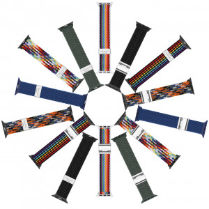 Плетена каишка DUX DUCIS Mixture II - Apple Watch 41mm Series 9 / 41mm Series 8 / 41mm Series 7 / 40mm Series 6 / 40mm SE / 40mm Series 5 / 40mm Series 4 / 38mm Series 3 / 38mm Series 2 / 38mm (1st gen) многоцветни райета - Img 3